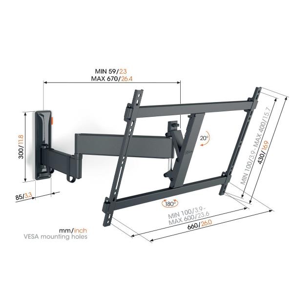 Staffa TV Vogels COMFORT TVM 3643 Girevole per Schermi 40-77 fino a 35kg - SKU: VOG3836430 - Immagine 6