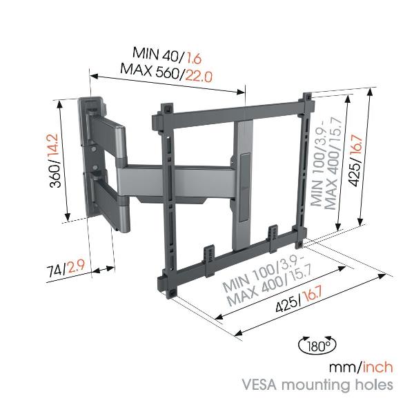 Staffa TV Vogels ELITE TVM 5445 3 Snodi per Schermi 32-65" fino a 35kg - immagine 6