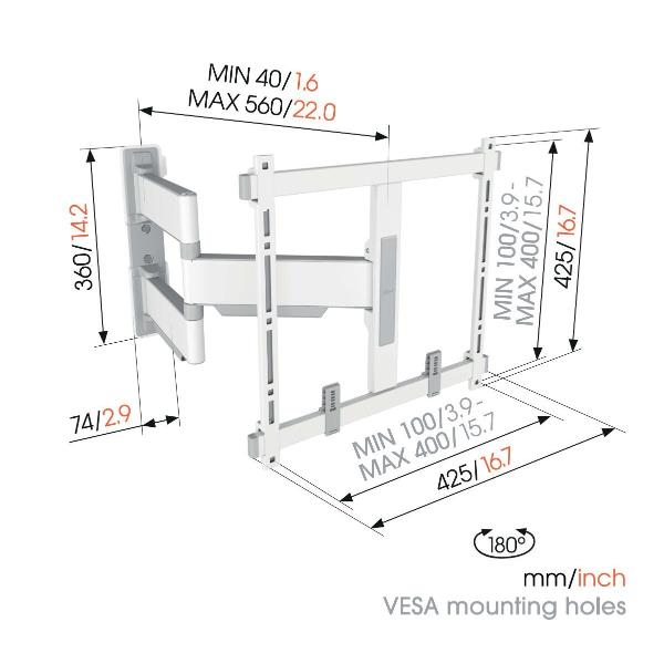 Staffa TV Vogels ELITE TVM 5445 3 Snodi per Schermi 32-65 fino a 35kg - SKU: VOG5854451 - Immagine 8