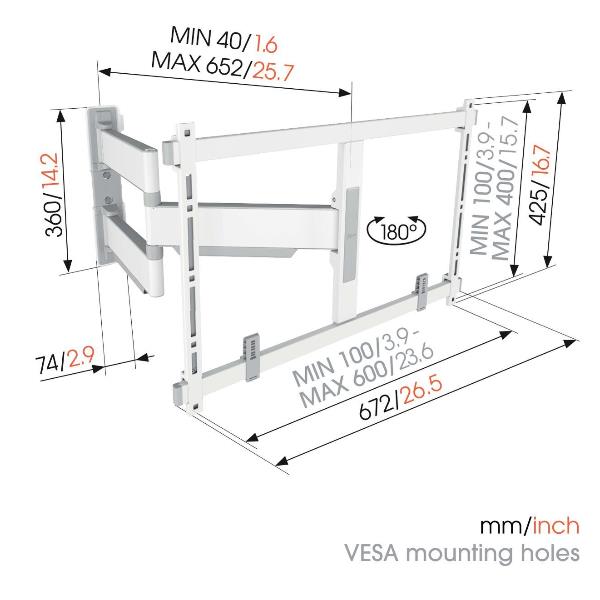 Staffa TV Vogels ELITE TVM 5645 3 Snodi per TV 40-77" fino a 45kg - immagine 8