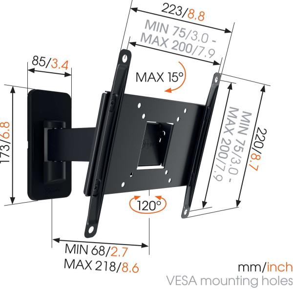 Staffa TV Vogels MA2030 Girevole per Schermi 19"-43" fino a 15kg - immagine 5