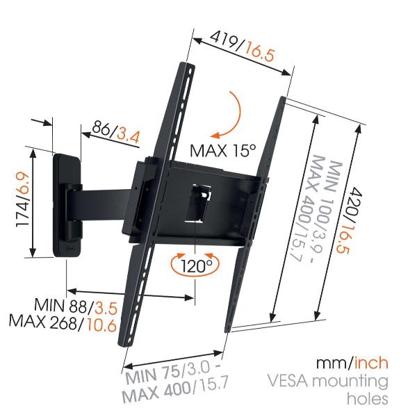 Staffa TV Vogels MA 3030 Girevole per Schermi 32-65" fino a 25kg - immagine 7