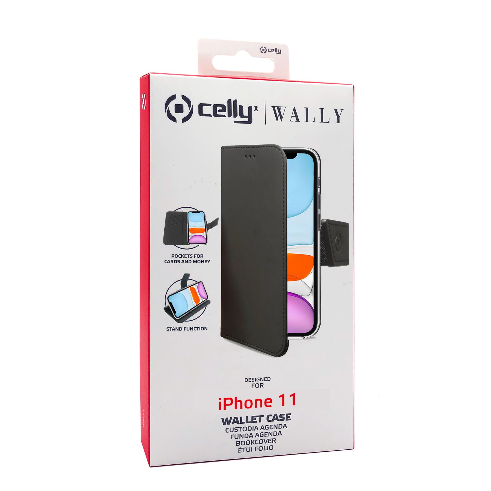 Custodia Celly Wally per iPhone 11 in Similpelle Nero - immagine 4