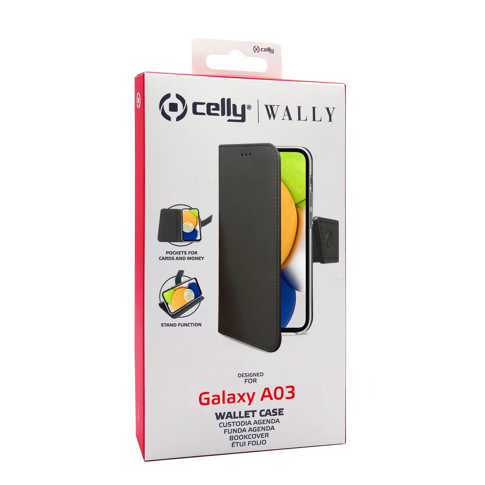 Custodia Celly Wally per Samsung Galaxy A03 in Similpelle Nero - immagine 5