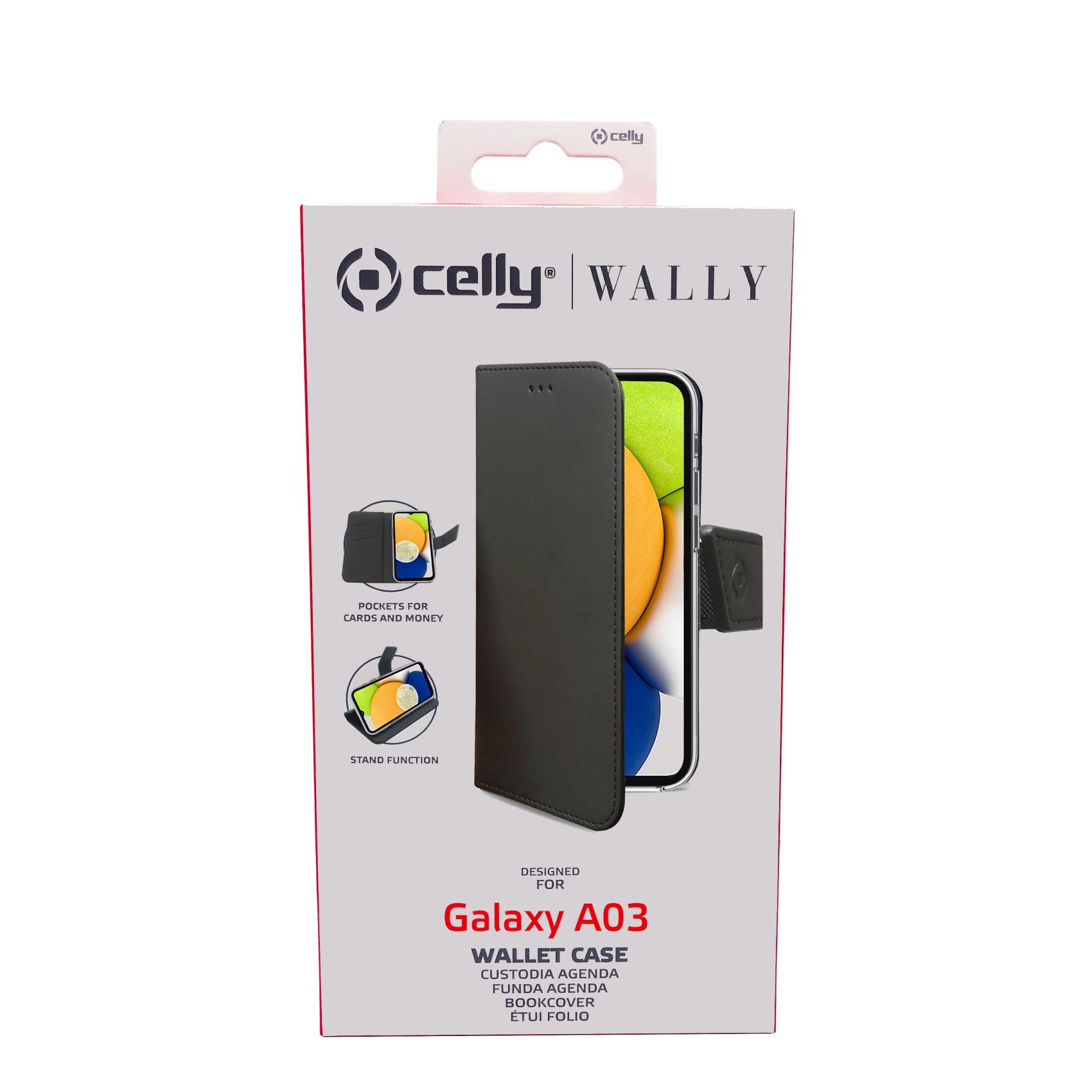 Custodia Celly Wally per Samsung Galaxy A03 in Similpelle Nero - immagine 6