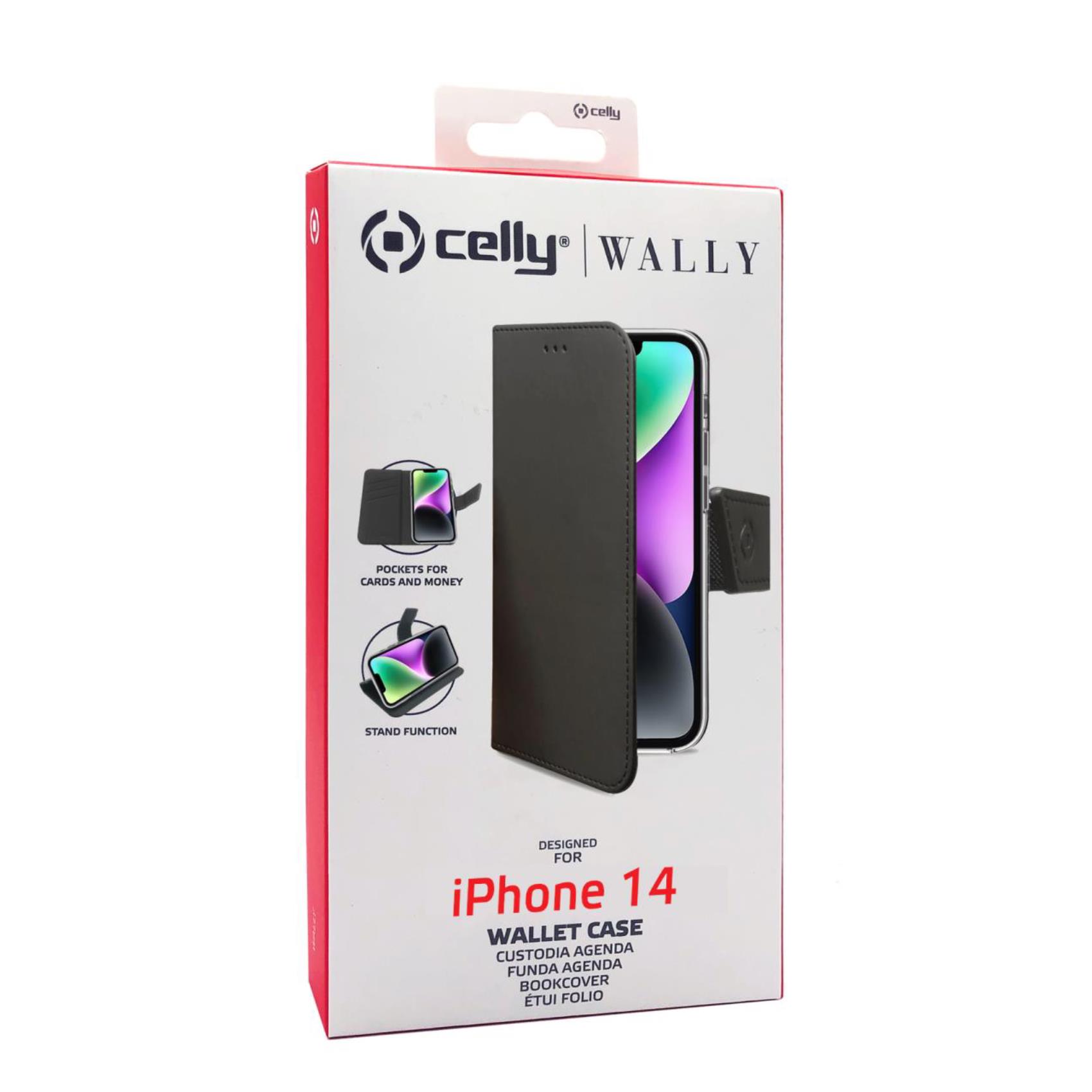 Custodia Celly Wally per iPhone 14 in Similpelle Nero - immagine 3