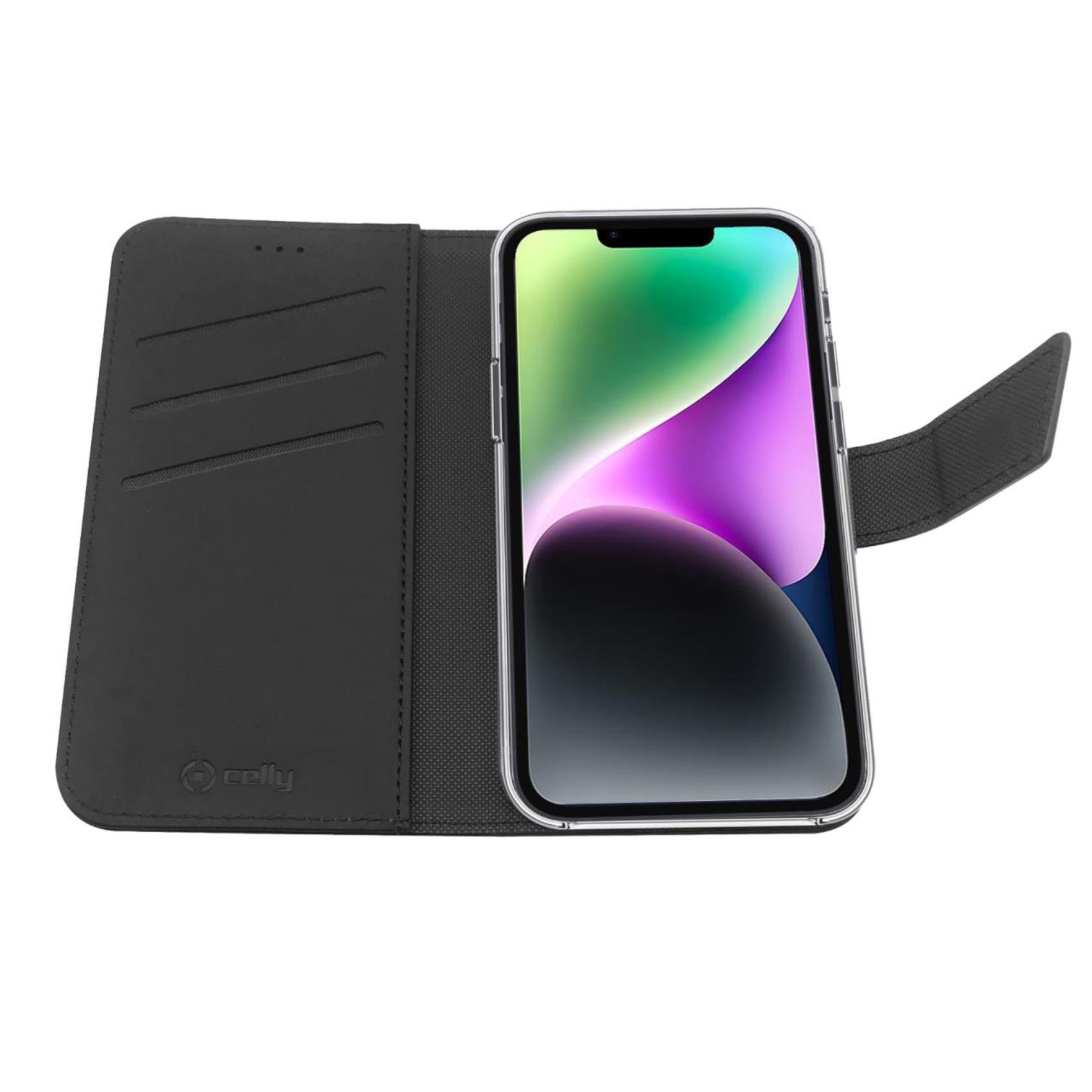 Custodia Celly Wally per iPhone 14 in Similpelle Nero - immagine 7