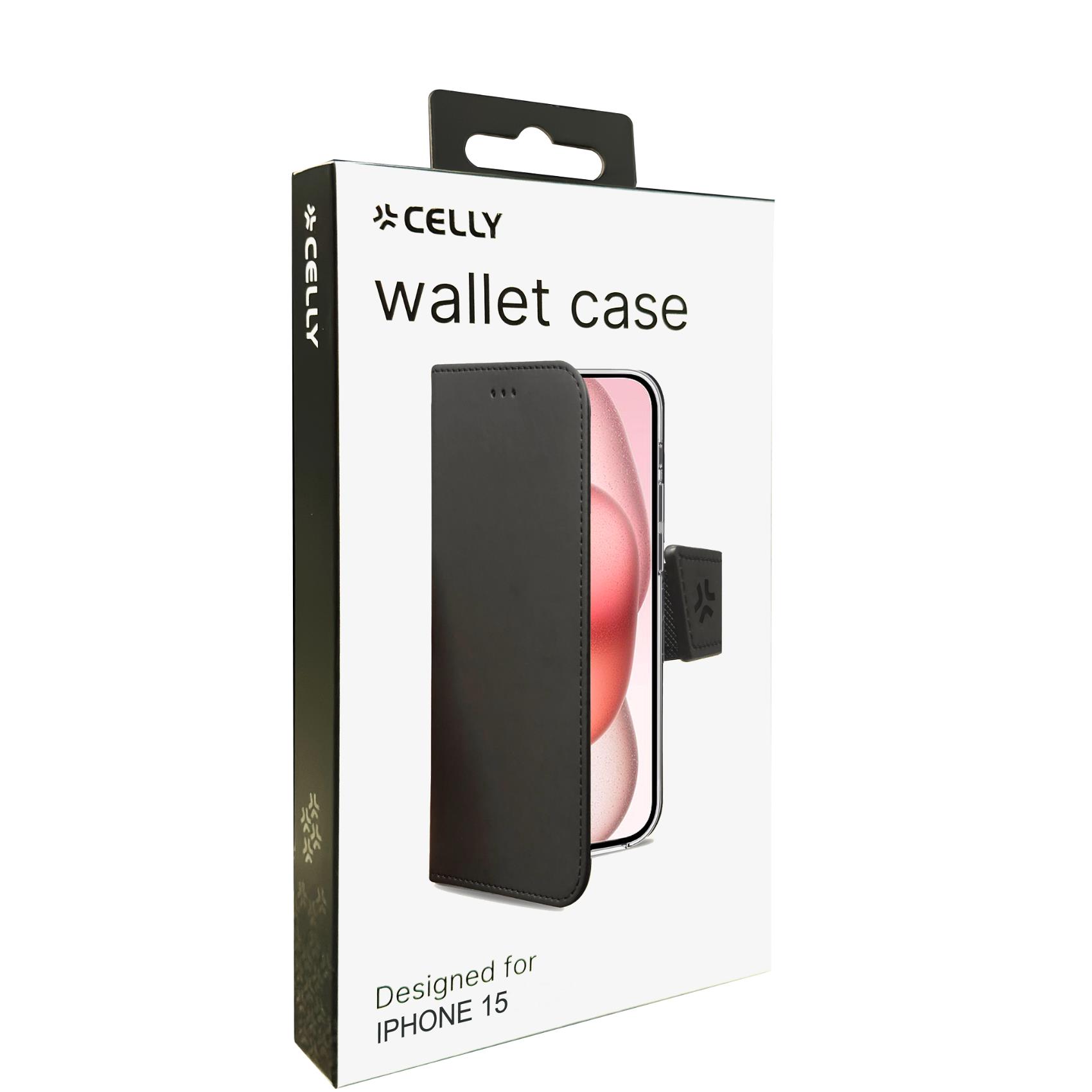 Custodia Smartphone Celly Wally per iPhone 15 in Similpelle Nero - immagine 5
