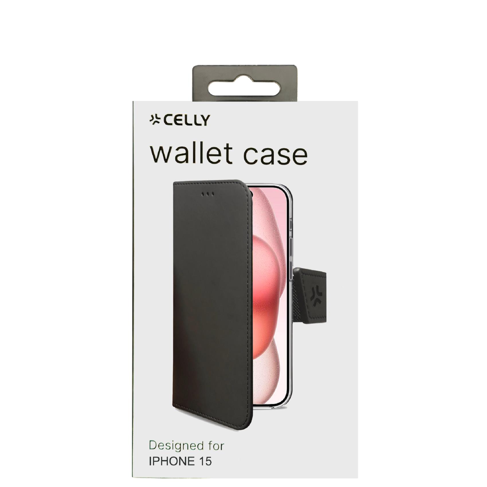 Custodia Smartphone Celly Wally per iPhone 15 in Similpelle Nero - immagine 6