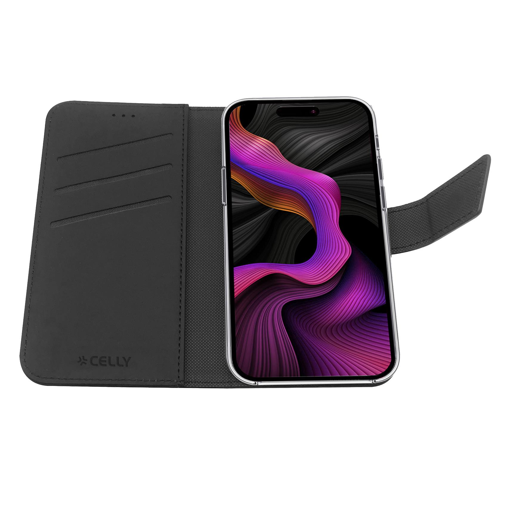 Custodia Smartphone Celly Wally per iPhone 15 Plus in Similpelle Nero - immagine 3