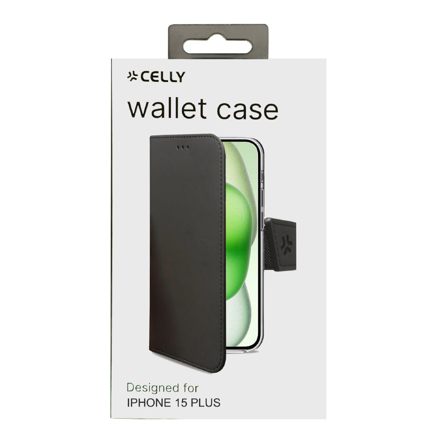 Custodia Smartphone Celly Wally per iPhone 15 Plus in Similpelle Nero - immagine 5