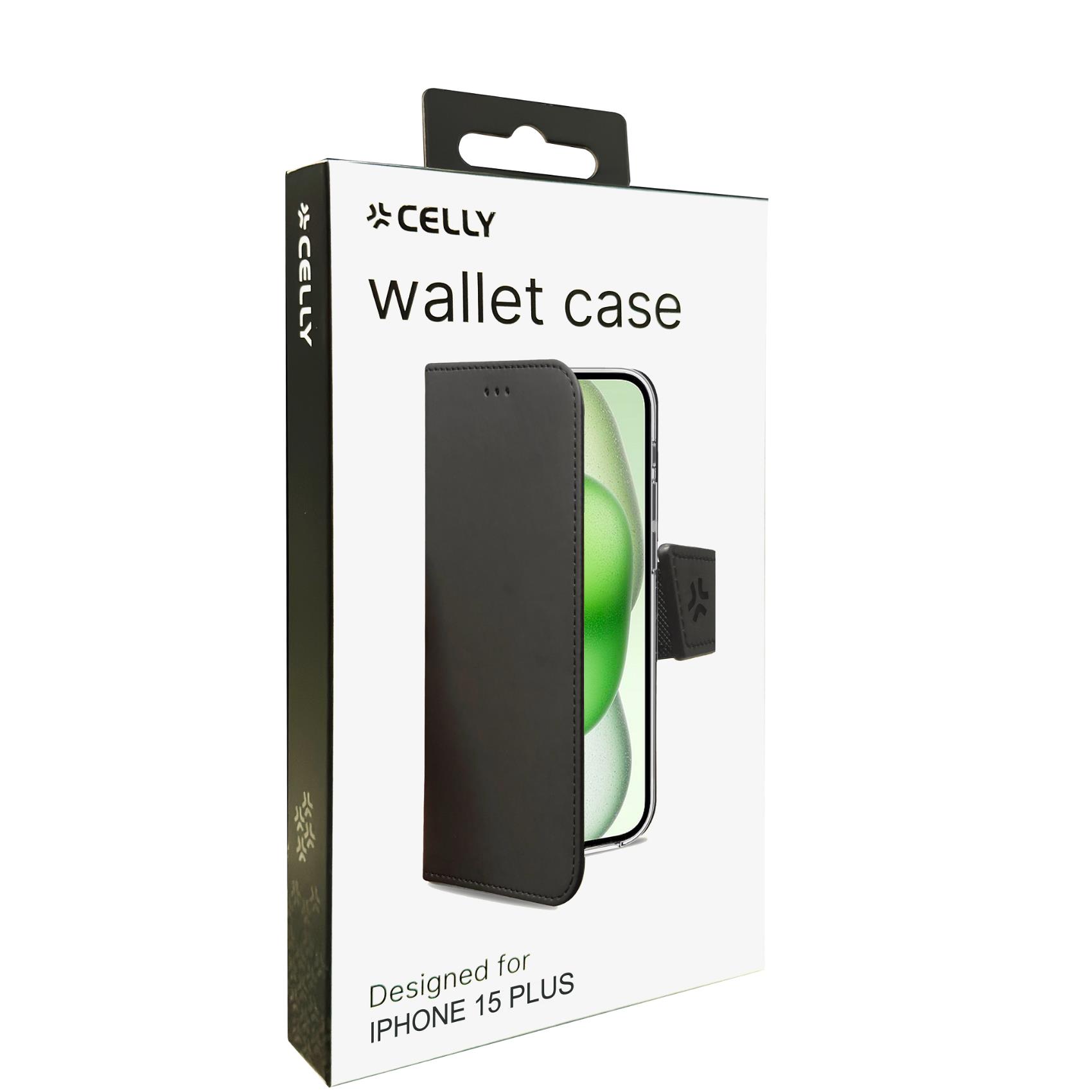 Custodia Smartphone Celly Wally per iPhone 15 Plus in Similpelle Nero - immagine 6