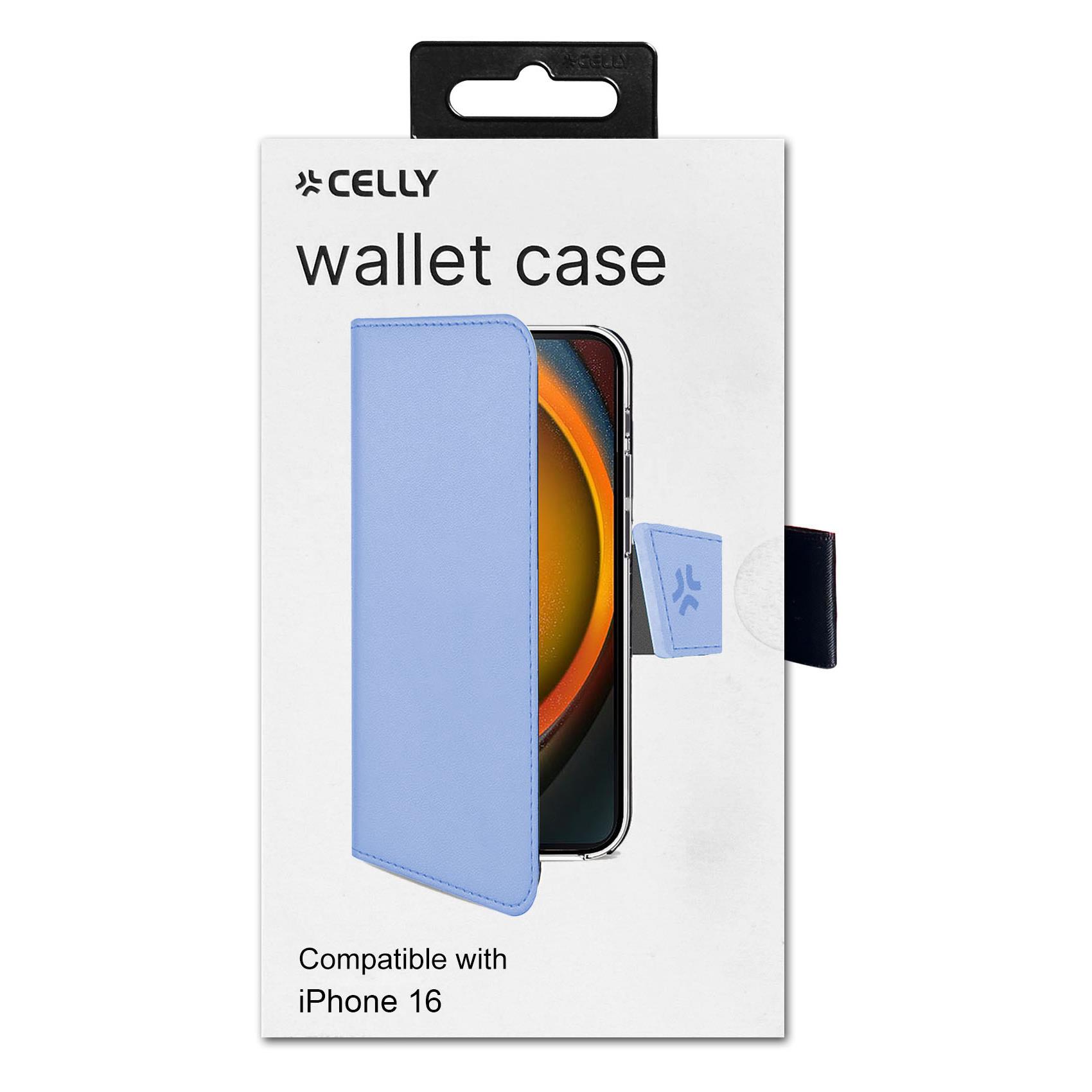 Custodia Celly Wally per iPhone 16 in Similpelle Blu - immagine 5
