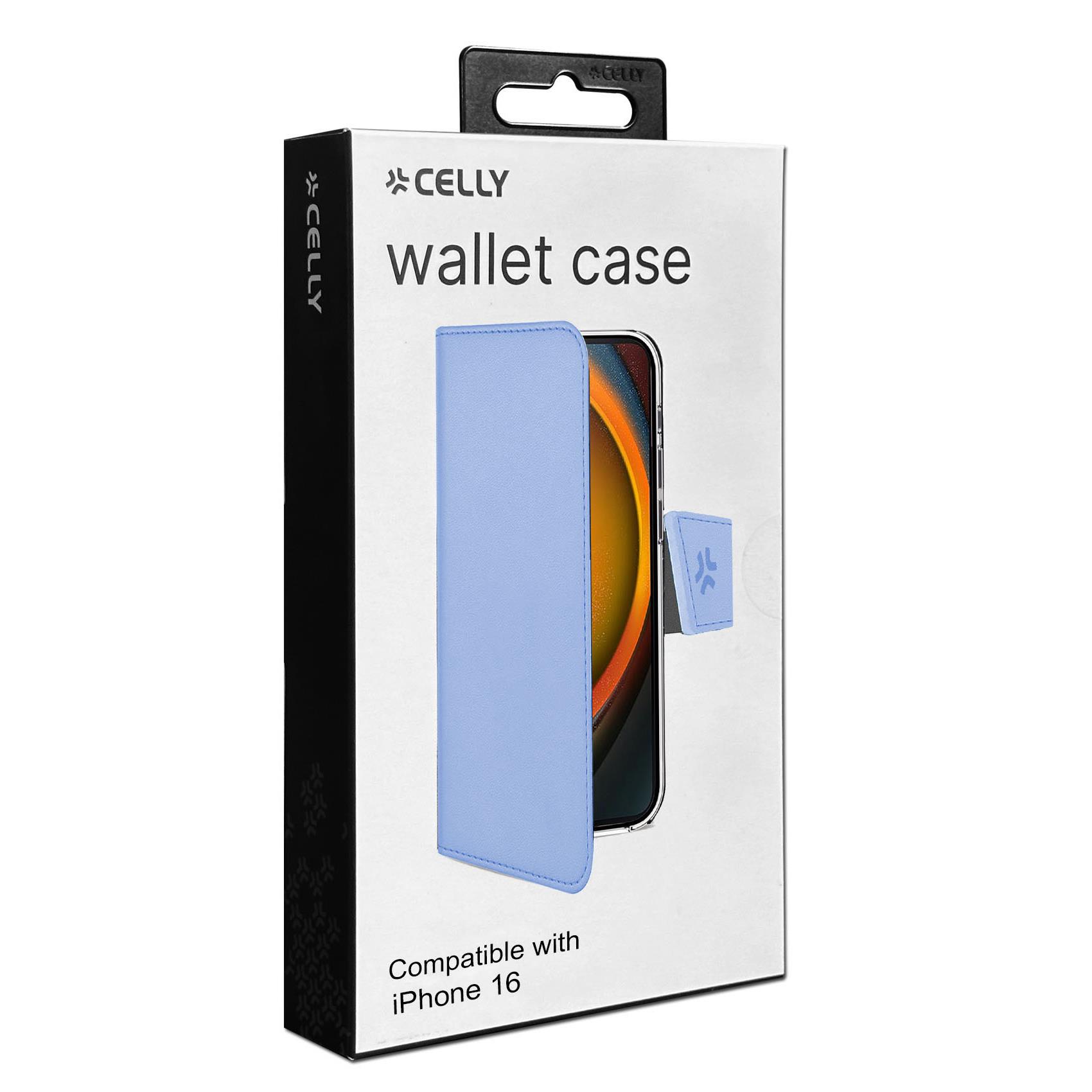 Custodia Celly Wally per iPhone 16 in Similpelle Blu - immagine 6