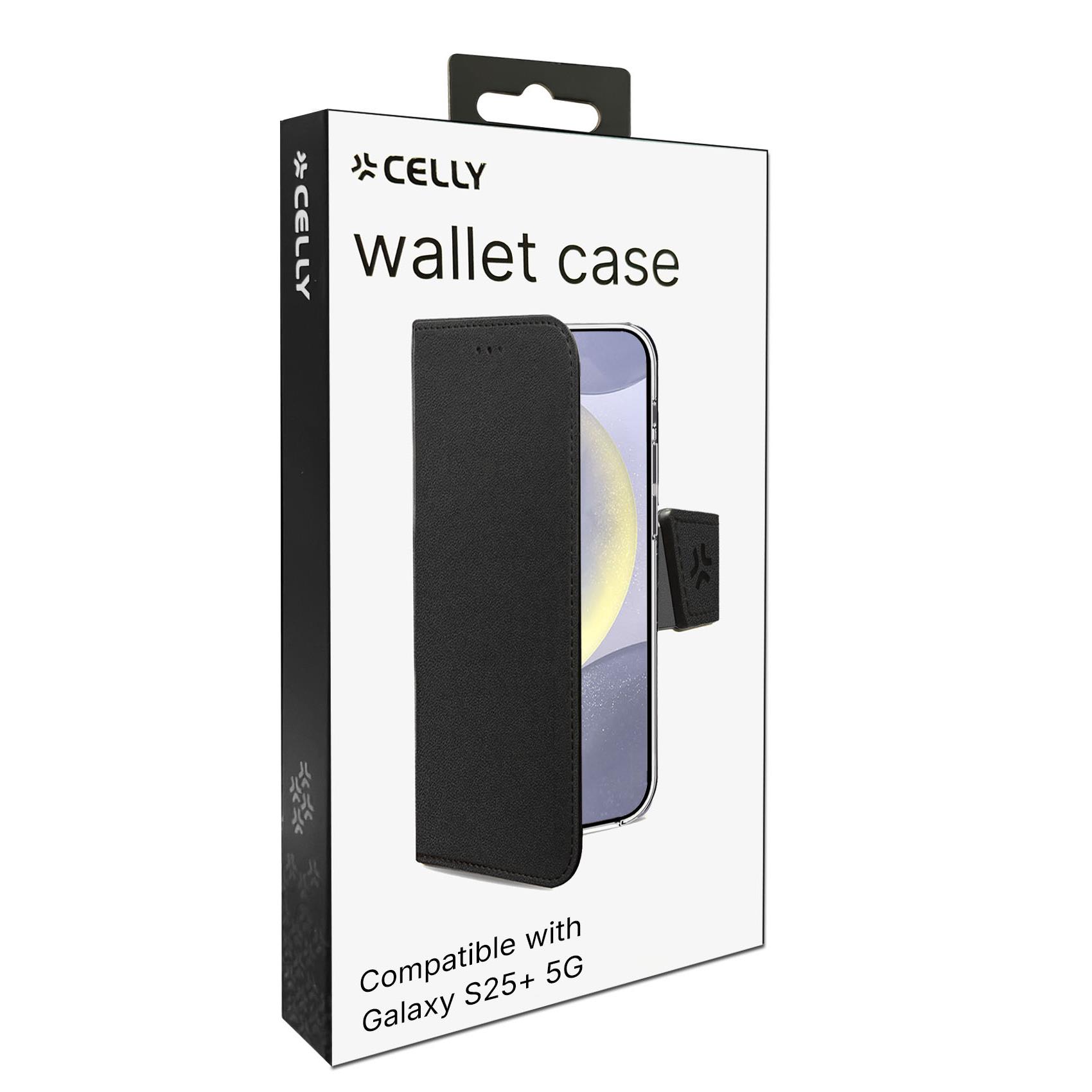 Custodia Celly Wally per Samsung Galaxy S25+ 5G in Similpelle Nera - immagine 4