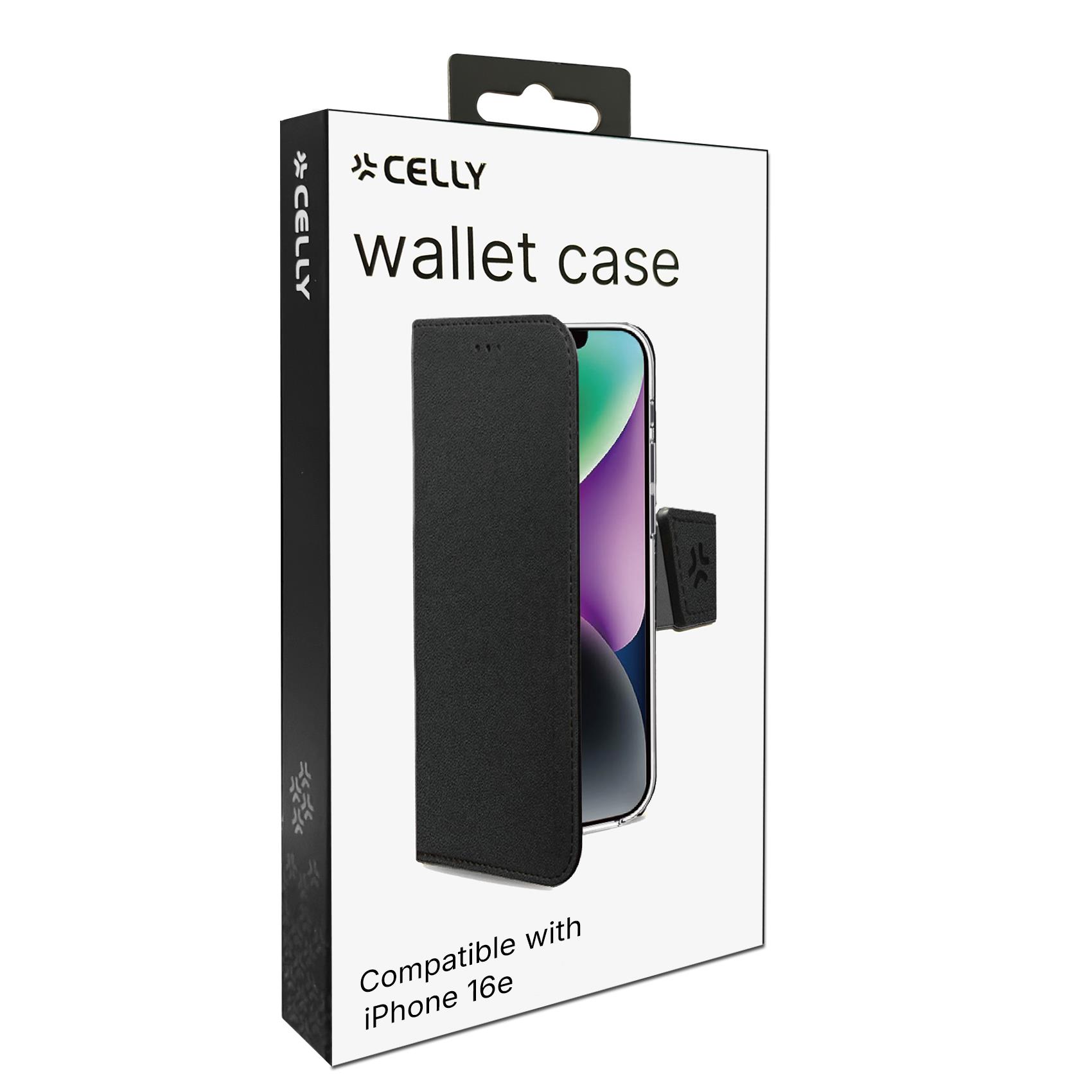 Custodia Celly Wally per iPhone 16e in Similpelle Nero - immagine 5
