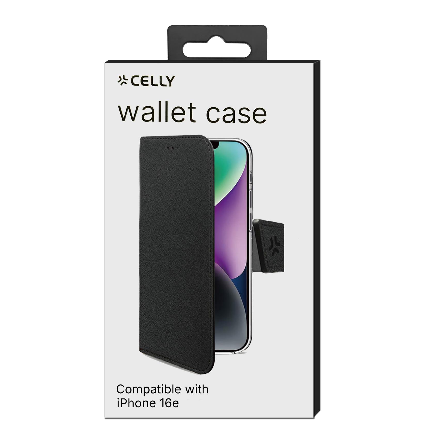 Custodia Celly Wally per iPhone 16e in Similpelle Nero - immagine 6
