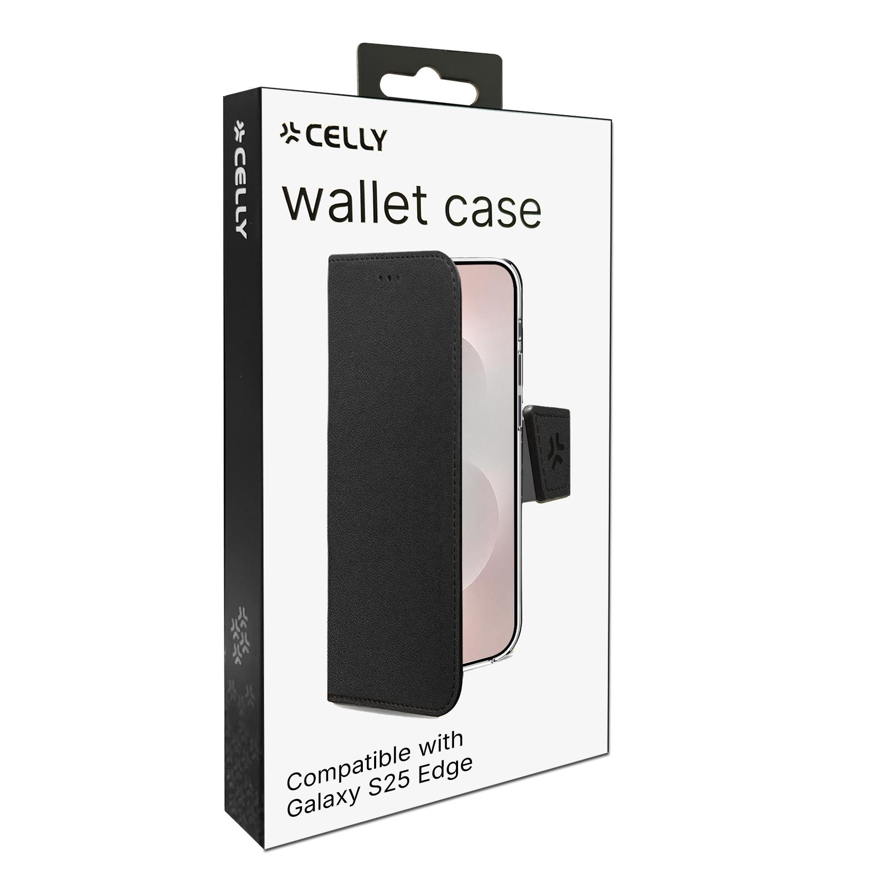 Custodia Smartphone Celly Wally per Samsung Galaxy S25 Edge in Similpelle Nera - immagine 6