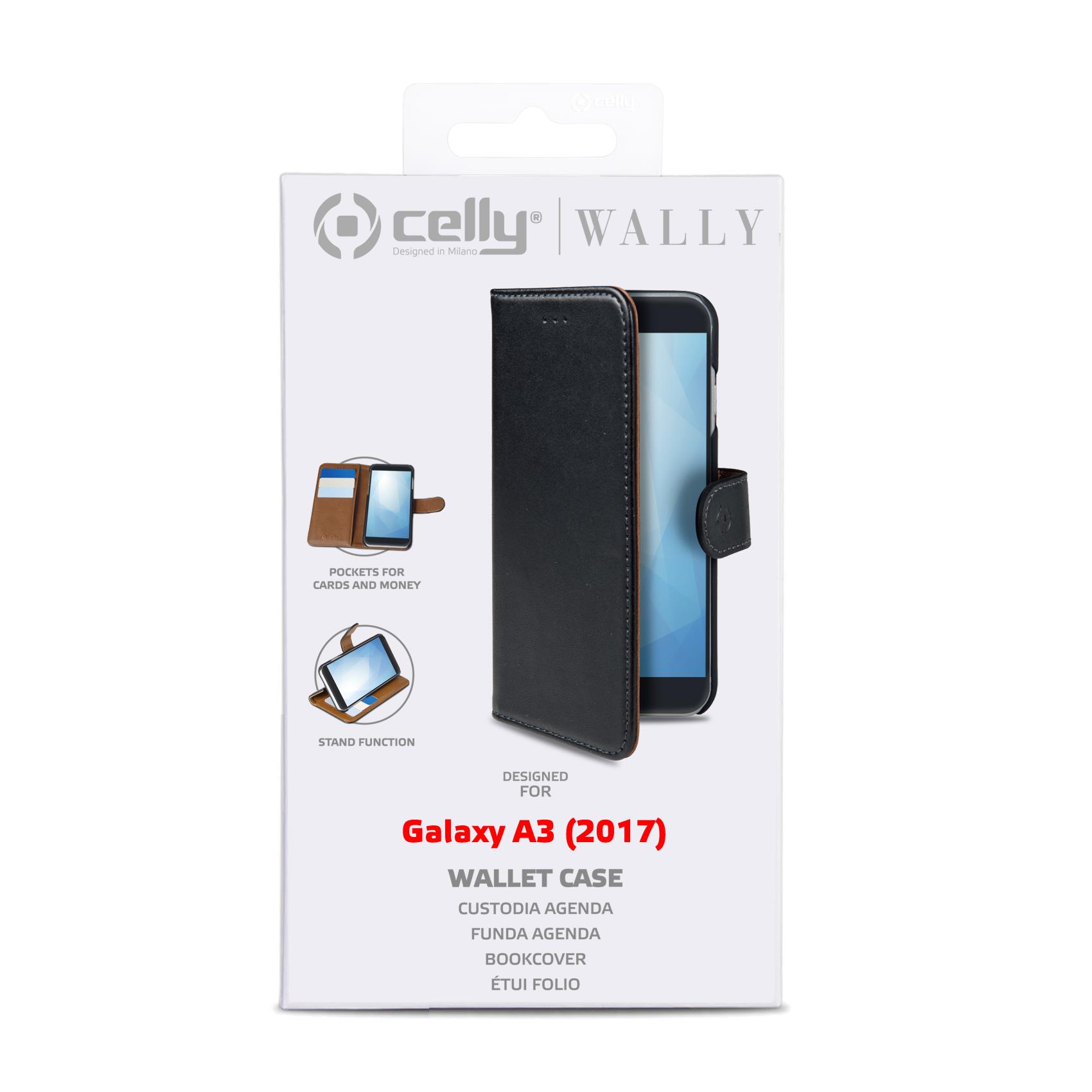 Custodia Celly Wally per Samsung Galaxy A3 2017 in Similpelle Nero - immagine 3