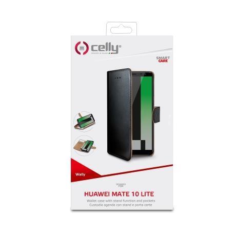 Custodia Smartphone Celly Wally per Huawei Mate 10 Lite in Similpelle Nera - immagine 4