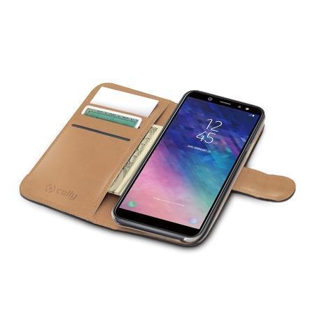 Custodia Smartphone Celly Wally per Samsung Galaxy A6 2018 in Similpelle Nera - immagine 6