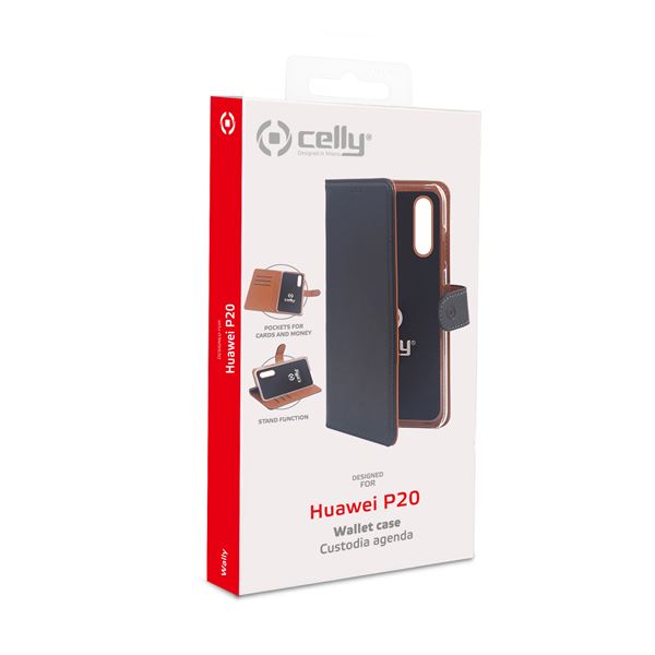 Custodia Smartphone Celly Wally per Huawei P20 in Similpelle Nero - immagine 4