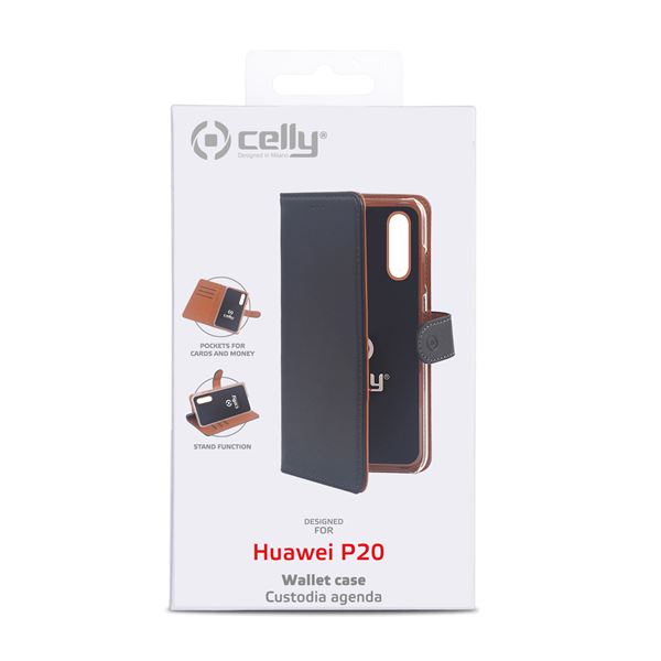 Custodia Smartphone Celly Wally per Huawei P20 in Similpelle Nero - immagine 5