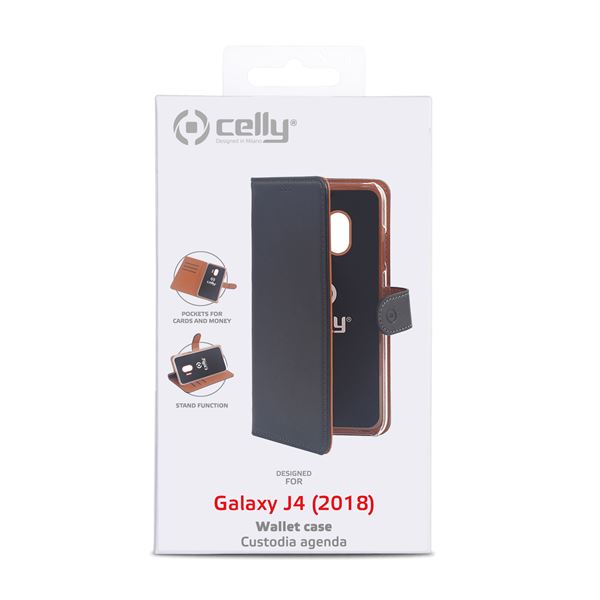 Custodia Celly Wally per Samsung Galaxy J4 2018 in Similpelle Nero - immagine 6