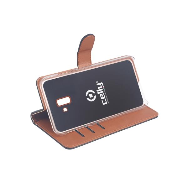 Custodia Smartphone Celly Wally per Samsung Galaxy J6+ in Similpelle Nero - immagine 2