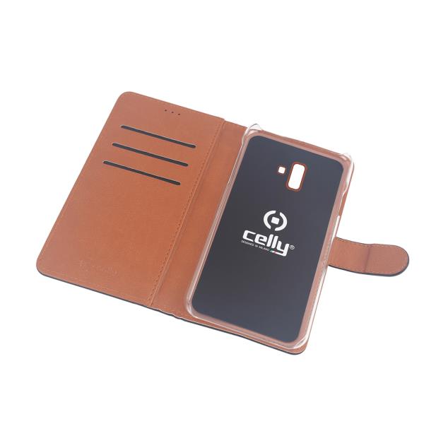 Custodia Smartphone Celly Wally per Samsung Galaxy J6+ in Similpelle Nero - immagine 5