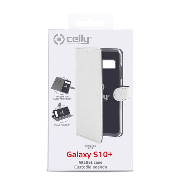 Custodia Celly Wally per Samsung Galaxy S10+ in Similpelle Bianca - immagine 3