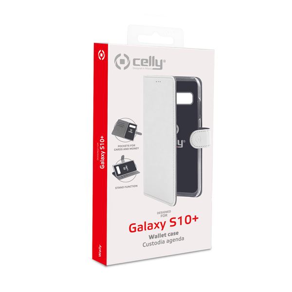 Custodia Celly Wally per Samsung Galaxy S10+ in Similpelle Bianca - immagine 7