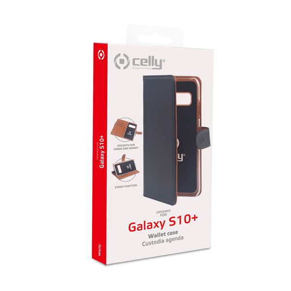 Custodia Smartphone Celly Wally per Samsung Galaxy S10+ in Similpelle Nero - immagine 2