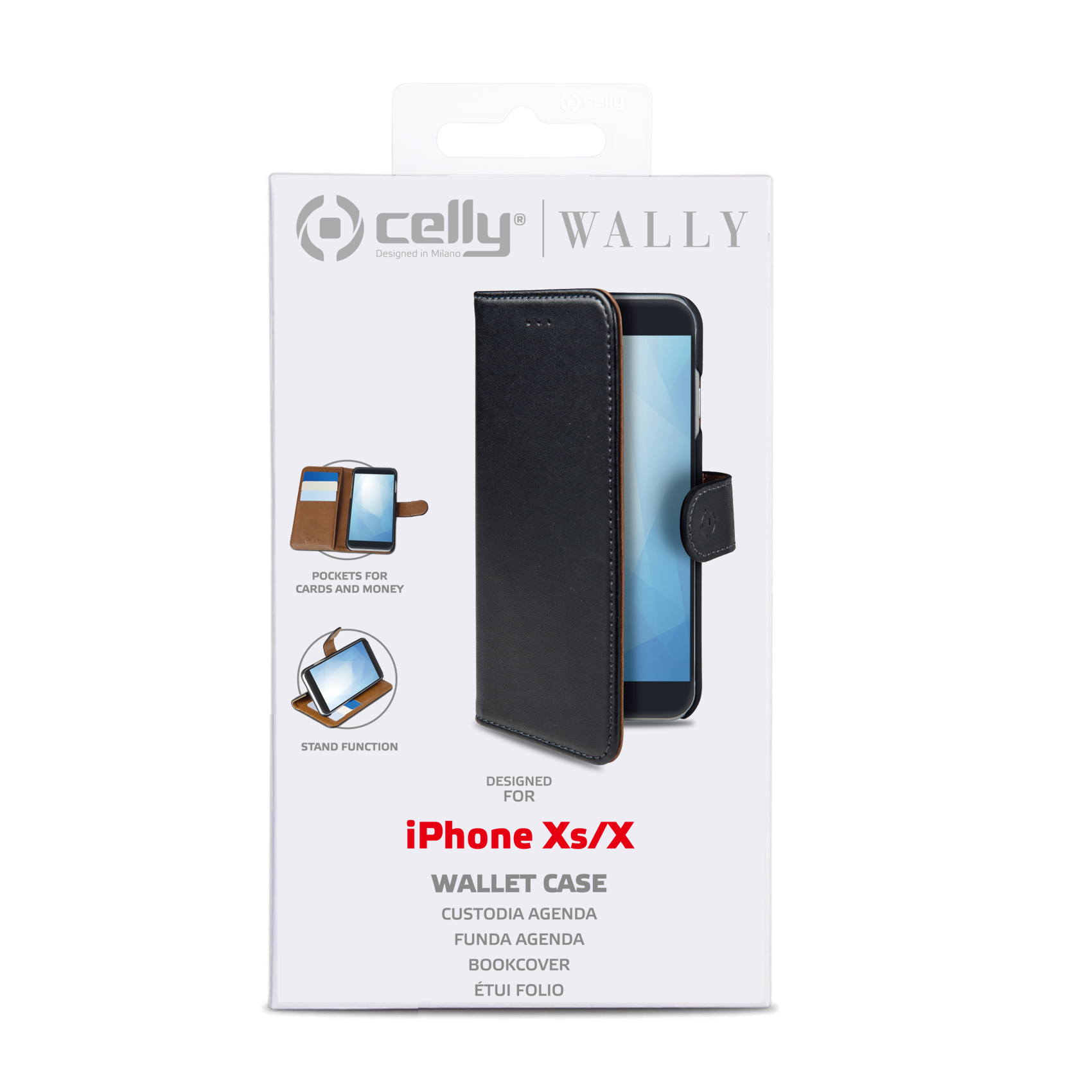 Custodia Smartphone Celly Wally per iPhone Xs e iPhone X in Similpelle Nero - immagine 6