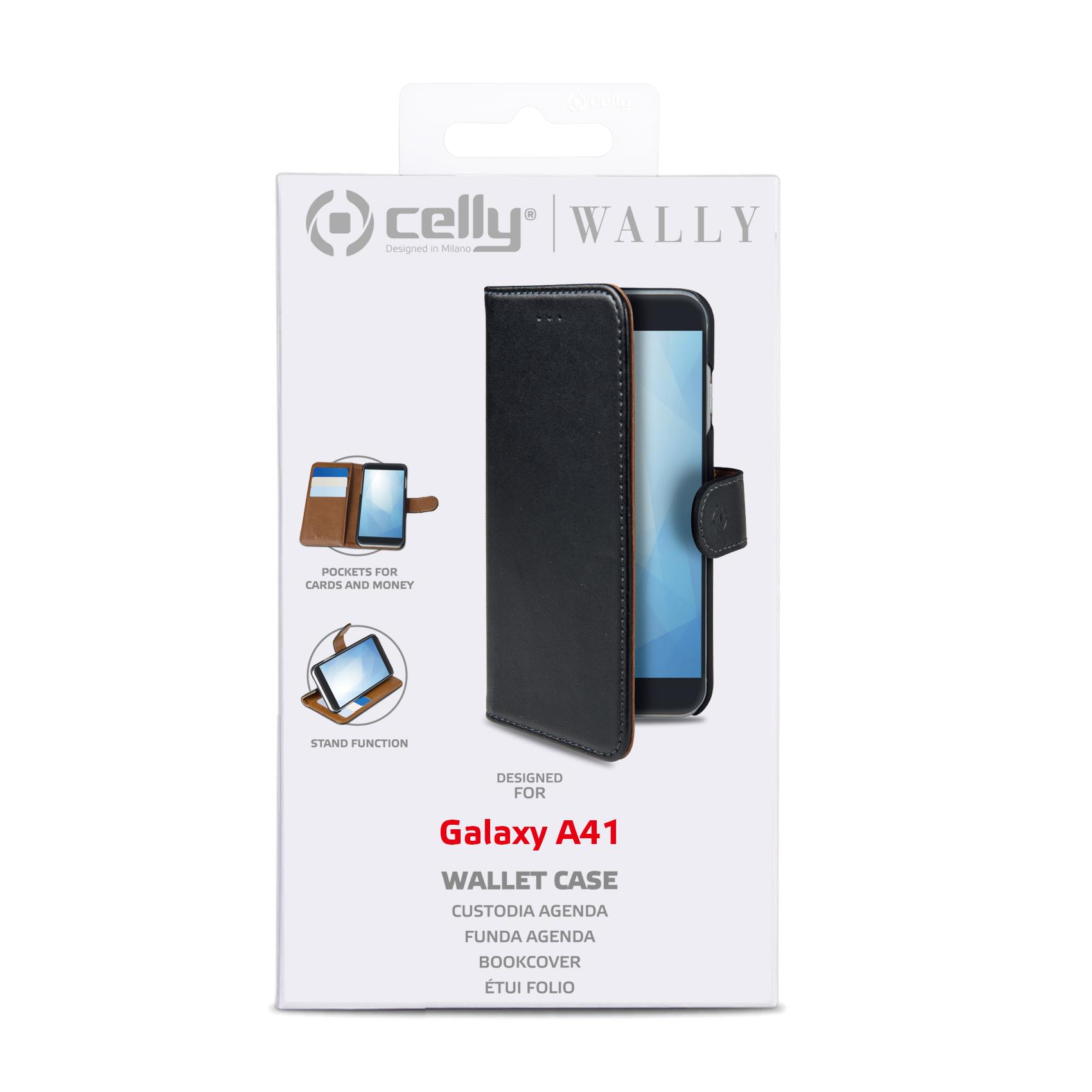 Custodia Celly Wally per Samsung Galaxy A41 in Similpelle Nero - immagine 5