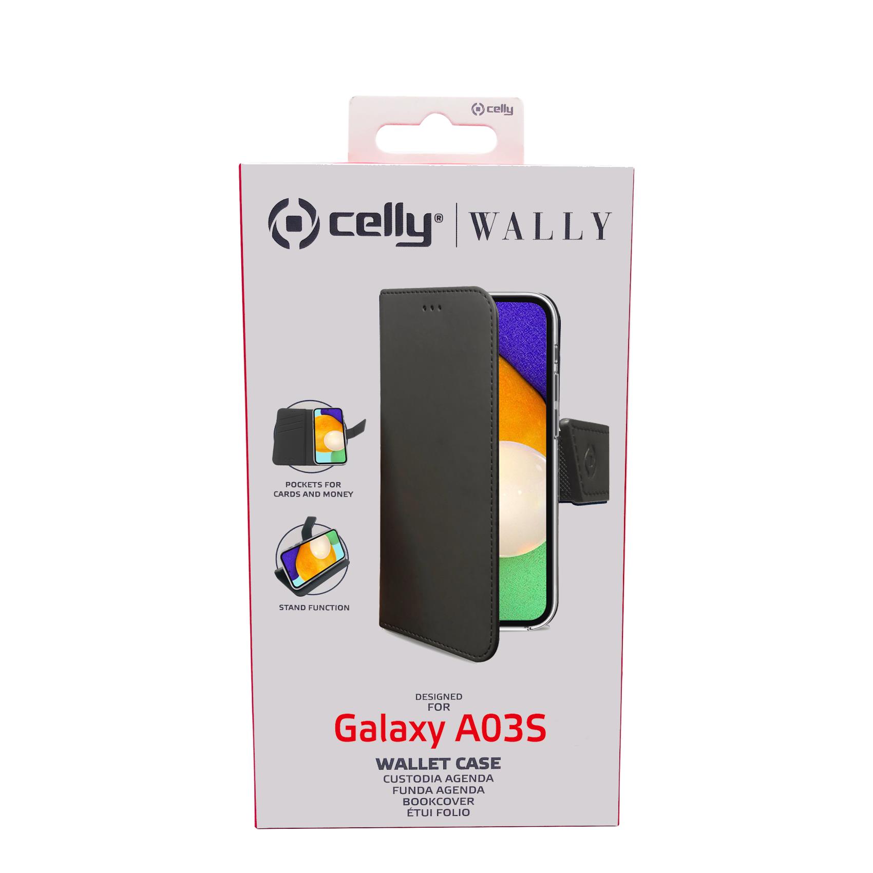 Custodia Smartphone Celly WALLY per Samsung Galaxy A03s in Similpelle Nero - immagine 2