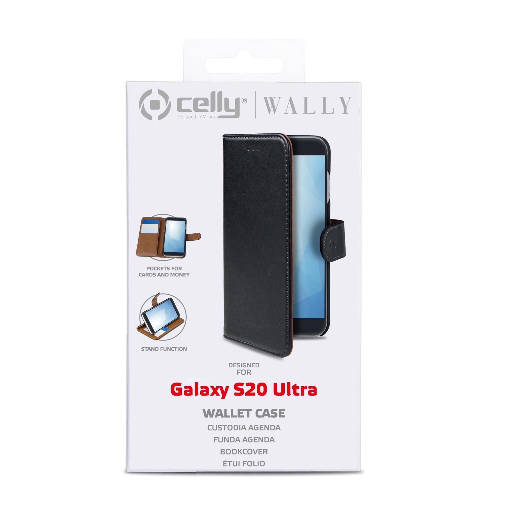 Custodia Smartphone Celly Wally per Samsung Galaxy S20 Ultra in Similpelle Nera - immagine 4