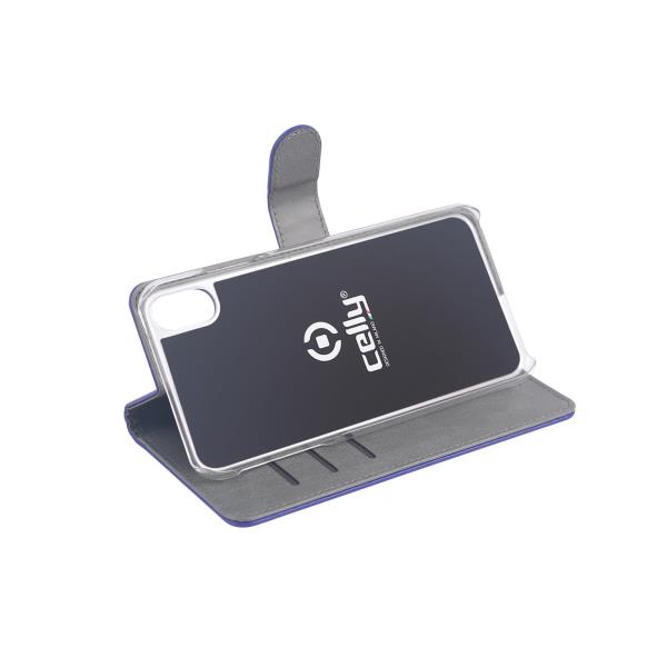 Custodia Smartphone Celly Wally per iPhone XR Blu Similpelle - immagine 4