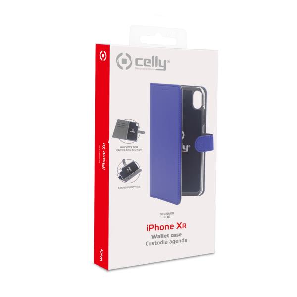 Custodia Smartphone Celly Wally per iPhone XR Blu Similpelle - immagine 5