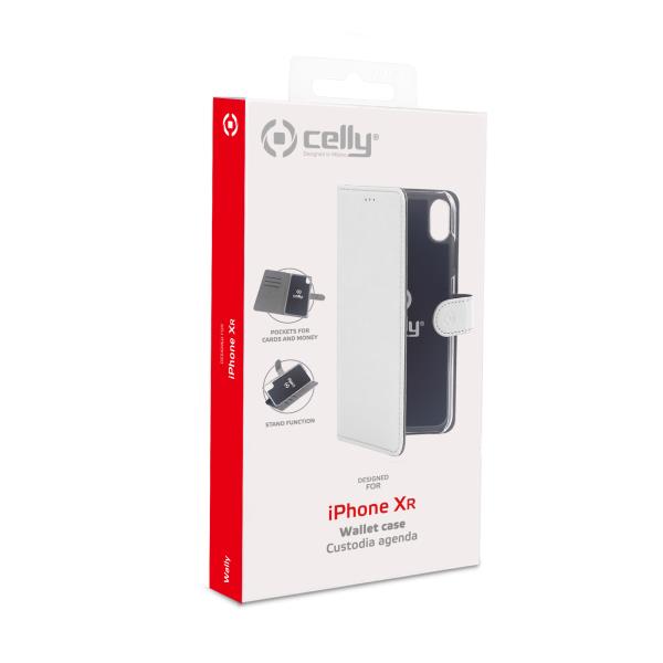 Custodia Smartphone Celly Wally per iPhone XR in Similpelle Bianca - immagine 3