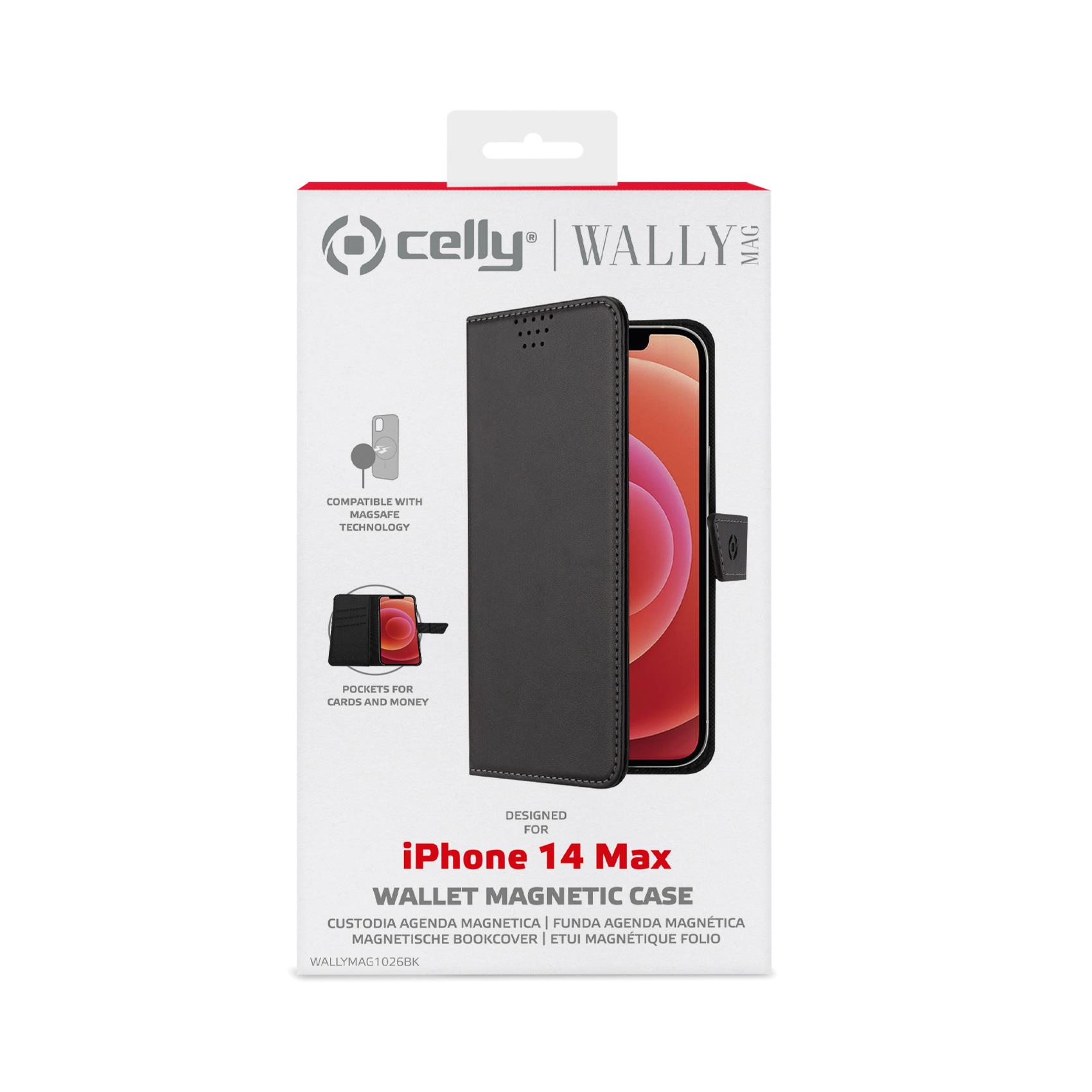 Custodia Celly WallyMag per iPhone 14 Plus in Similpelle Nera - immagine 2