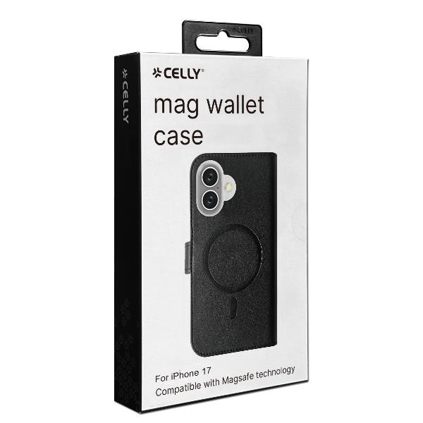 Custodia Smartphone Celly WallyMag per iPhone 17 in Similpelle Nero - immagine 6