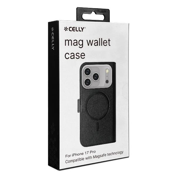 Custodia Celly WallyMag per iPhone 17 Pro in Similpelle Nera - immagine 3