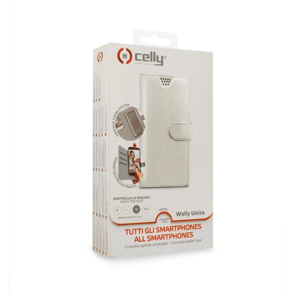 Custodia Smartphone Celly WallyUni Universale 4.5"-5.0" Bianco Similpelle - immagine 5
