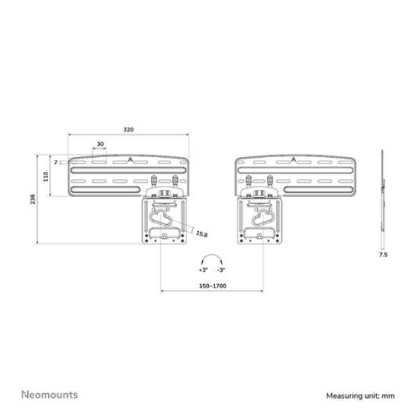 Staffa TV Neomounts WL30-265BL1 a Muro per Schermi fino a 85" 60kg - immagine 5