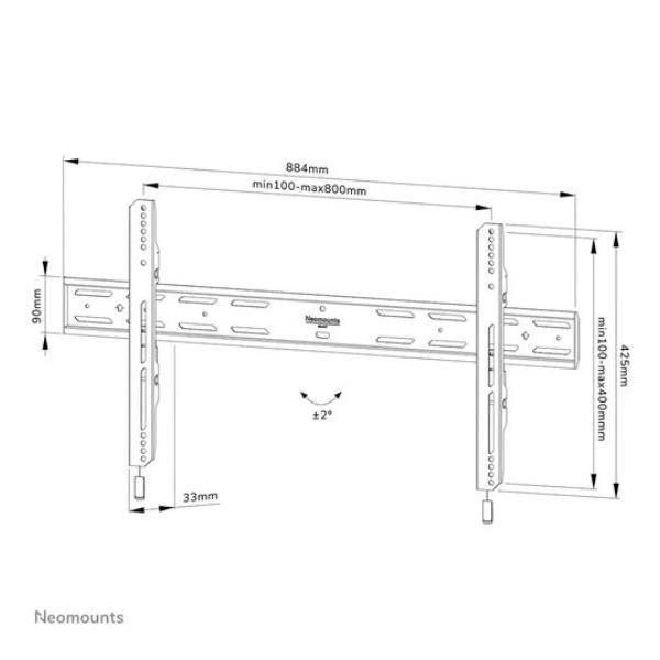 Staffa TV Neomounts WL30S-850BL18 per Schermi fino a 98" 100kg - immagine 3