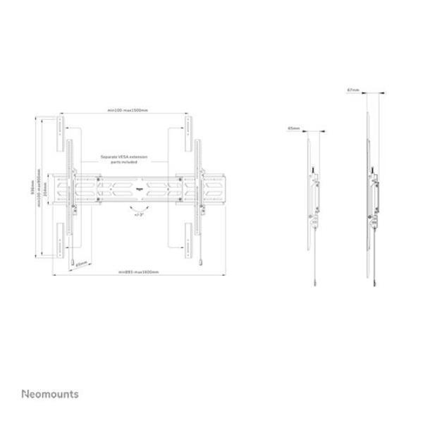 Staffa TV Neomounts WL30S-950BL19 per Schermi fino a 110" e 160kg - immagine 3