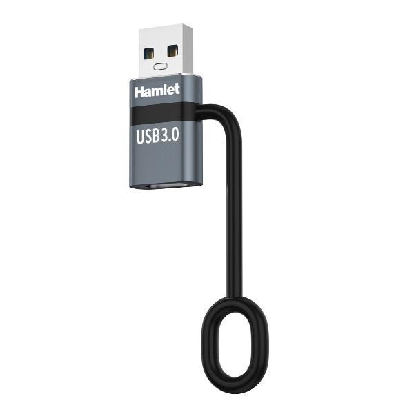 Adattatore USB-A 3.0 a USB-C Hamlet XAD-LCF-AM con Fermacavo - immagine 2