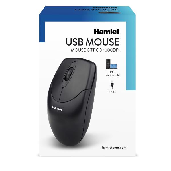 Mouse Ottico Hamlet XMICEU2 USB 3 Tasti 1000dpi Nero - immagine 2