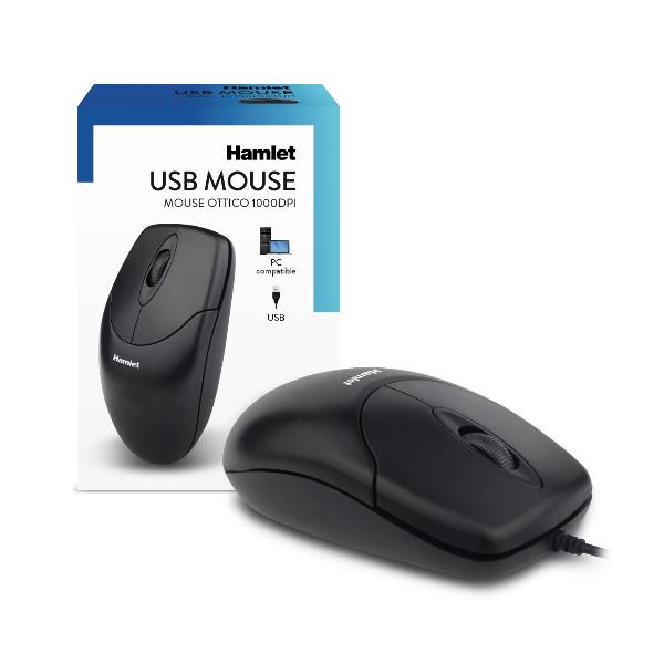 Mouse Ottico Hamlet XMICEU2 USB 3 Tasti 1000dpi Nero - immagine 7